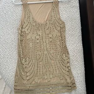 Express Beige Crochet Tank Top